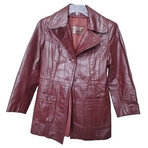 JCPenney Vintage Women's  100% Genuine Leather Button-Up Jacket Size 14